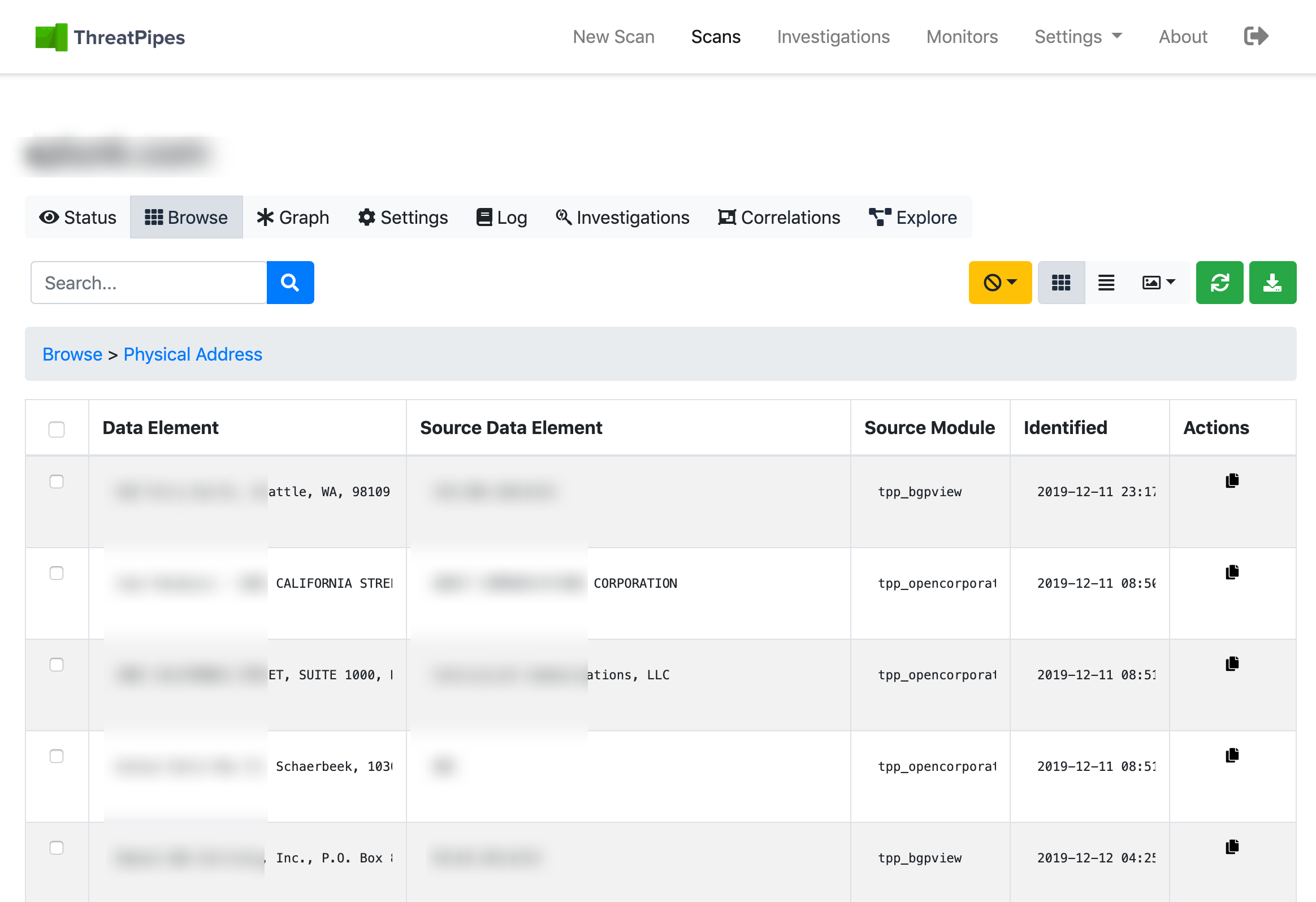 ThreatPipes address module results ThreatPipes address module results